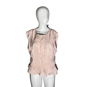 H&M Blush Pink Smocked Waist Ruffle Hem Blouse - Size M